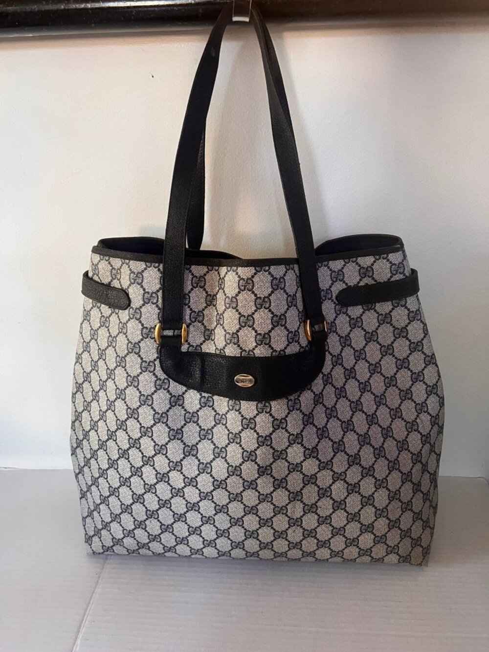 VINTAGE 80'S GUCCI GG CANVAS LARGE SHOULDER SUPREME TOTE BAG